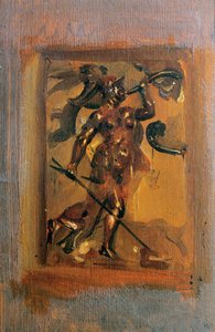 Man in armour blowing a horn by Ferdinand Victor Eugene Delacroix